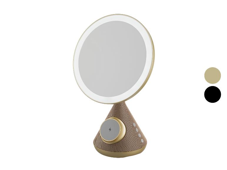 Miroir de maquillage lumineux avec base en tissu et chargeur sans fil