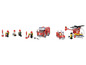 Un hélicoptère de pompiers, un camion de pompiers et des minifigurines
