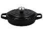 Cocotte en fonte noire avec couvercle et bouton argenté