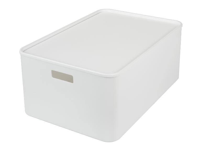 Boîte de rangement blanche avec couvercle et poignée