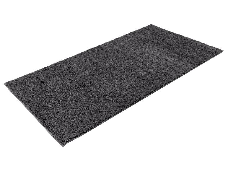 Tapis de bain gris foncé à poils longs