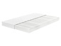 Un matelas avec une housse et un noyau visible.