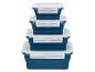 Pile de quatre boîtes de conservation pliables avec couvercles blancs