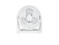 Un ventilateur de table blanc avec un ventilateur circulaire.