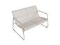 Banc de jardin deux places avec cadre en métal gris et assise en maille