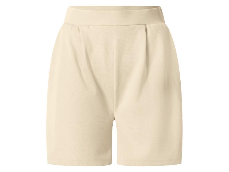 Shorts beige taille haute avec plis sur le devant