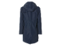 Manteau bleu marine à capuche long.