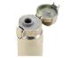 Bouteille isotherme beige avec couvercle ouvert