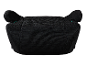 Siège auto enfant noir avec détails turquoise.