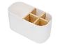 Boîte de rangement blanche avec séparateurs en bambou