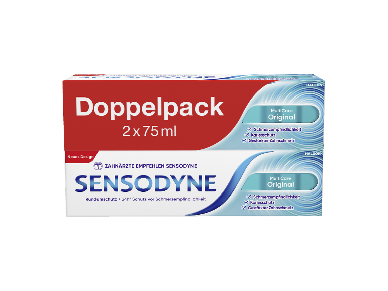 Double pack de dentifrice pour dents sensibles, multi-soins original, avec protection 24h.