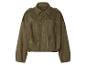 Veste bomber kaki en daim avec col et épaulettes