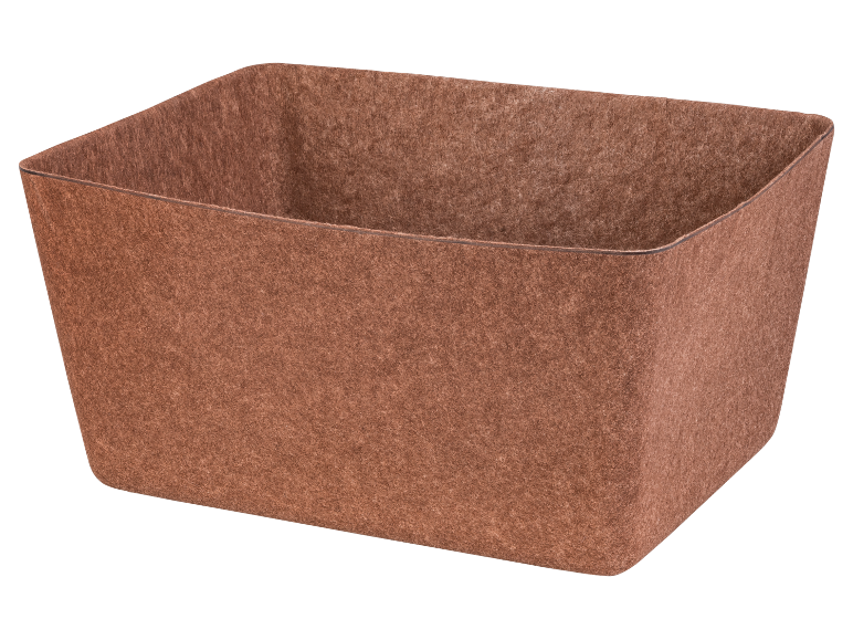 Panier de rangement en feutre marron aux coins arrondis
