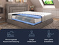 Un matelas avec une vue sur les différentes couches, y compris des ressorts ensachés et de la mousse.