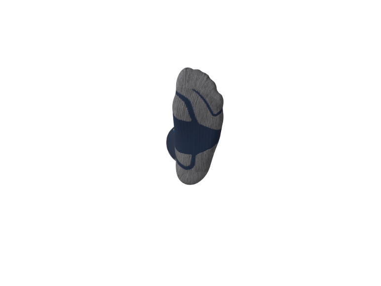Chaussette grise et bleu marine avec motif abstrait.