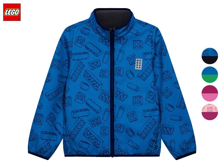 Veste enfant bleue à motif de blocs, avec options de couleur.