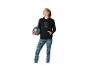 Femme en sweat à capuche noir JETTE SPORT et leggings, tenant un ballon d'exercice.
