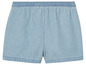 Shorts en jean bleu avec ceinture élastique.
