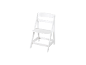 Chaise haute en bois blanc pour enfant avec assise et repose-pieds réglables.