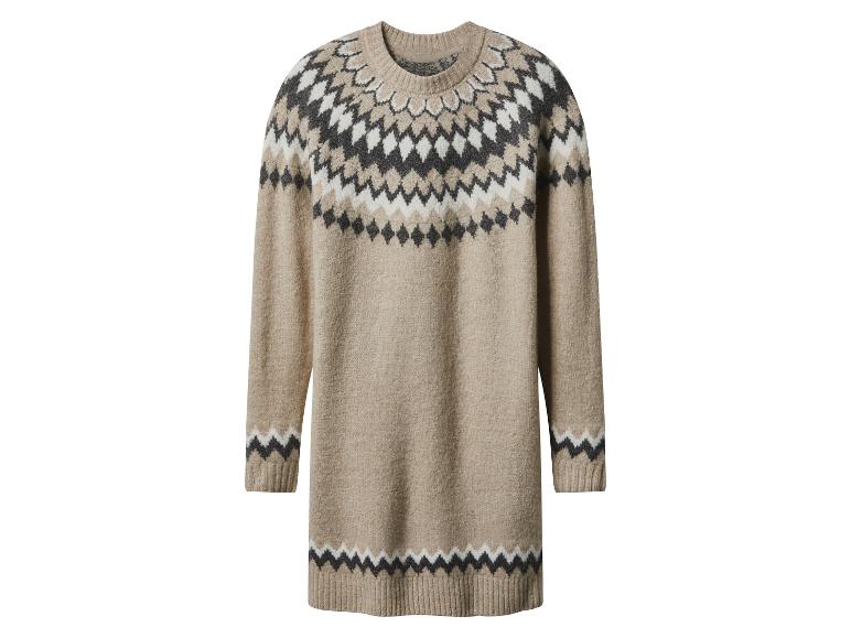 Robe pull beige avec motif Fair Isle en zigzag