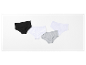Trois paires de culottes en coton noir, blanc et gris.
