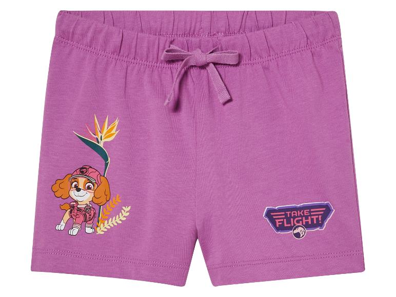 Shorts pour enfant violet, motif Pat' Patrouille et inscription "Take Flight".