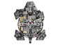 Un LEGO Star Wars Millennium Falcon avec le compartiment de chargement ouvert.