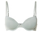 Un soutien-gorge vert clair avec des bretelles larges.