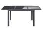 Table de jardin extensible avec plateau gris foncé et cadre métallique.