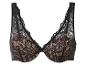 Soutien-gorge noir en dentelle avec un décolleté en V.