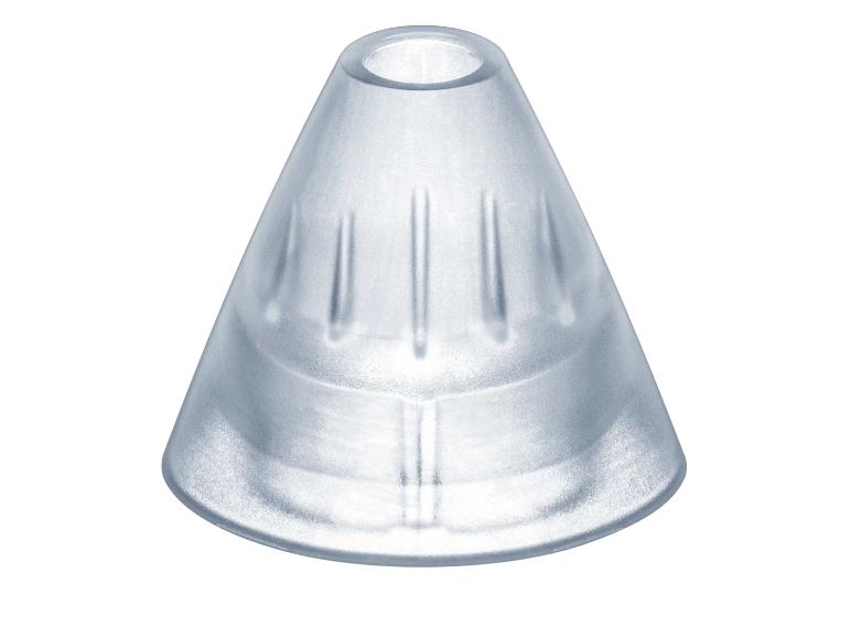 Accessoire conique en plastique transparent pour appareils de beauté.