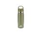 Bouteille isotherme vert olive en acier inoxydable avec poignée et bouchon à clapet.