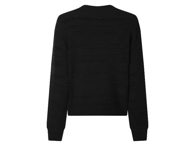 Pull noir à manches longues pour femme avec détails ajourés