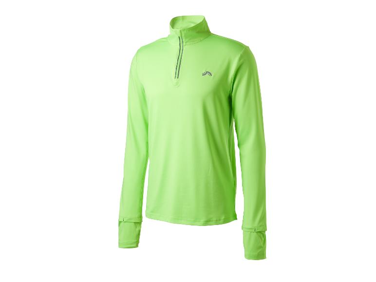 Maillot de sport vert à manches longues pour homme avec fermeture éclair courte