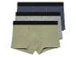 Trois boxers en vert, gris et bleu.