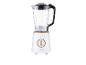 Blender SilverCrest blanc avec détails en bois, idéal pour les smoothies.