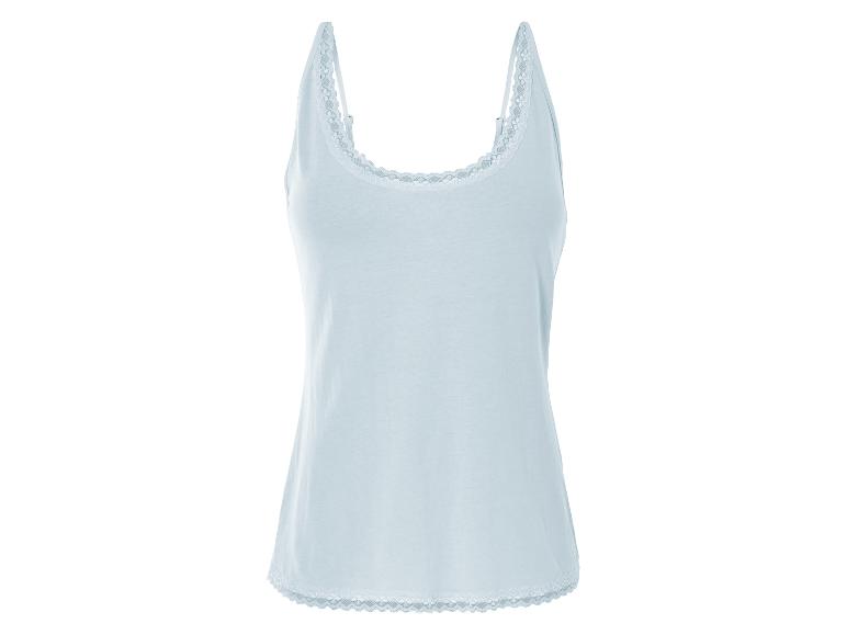 Débardeur bleu clair avec dentelle.