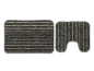 Tapis de bain et tapis de WC gris.