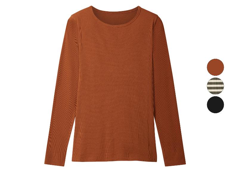 Haut côtelé à manches longues orange rouille, avec des échantillons de couleurs pour les options rayées et noires