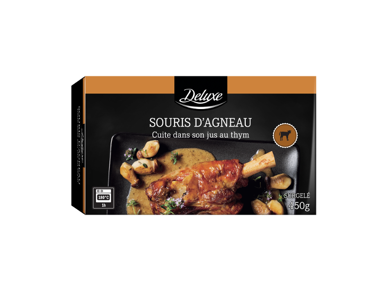 Souris d'agneau surgelée Deluxe cuite dans son jus au thym, 450g