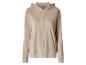 Sweat à capuche zippé en velours beige