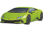 Puzzle 3D vert en forme de voiture de sport sur fond noir.