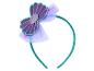 Serre-tête thème sirène avec ornement coquillage violet et ruban turquoise