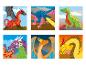 Six dragons colorés à pois.