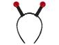 Serre-tête noir avec antennes rouges, idéal pour les costumes d'insectes ou de coccinelles.