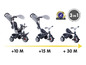Trois étapes d'un tricycle Smoby : poussette, draisienne et tricycle.