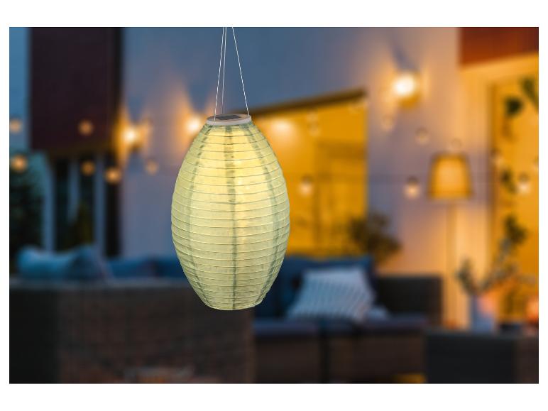 Lanterne solaire en papier suspendue, éclairage extérieur.