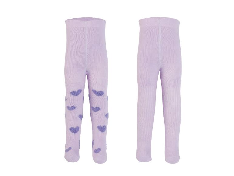 Collants tricotés LUPILU® pour bébé en lilas avec des cœurs.