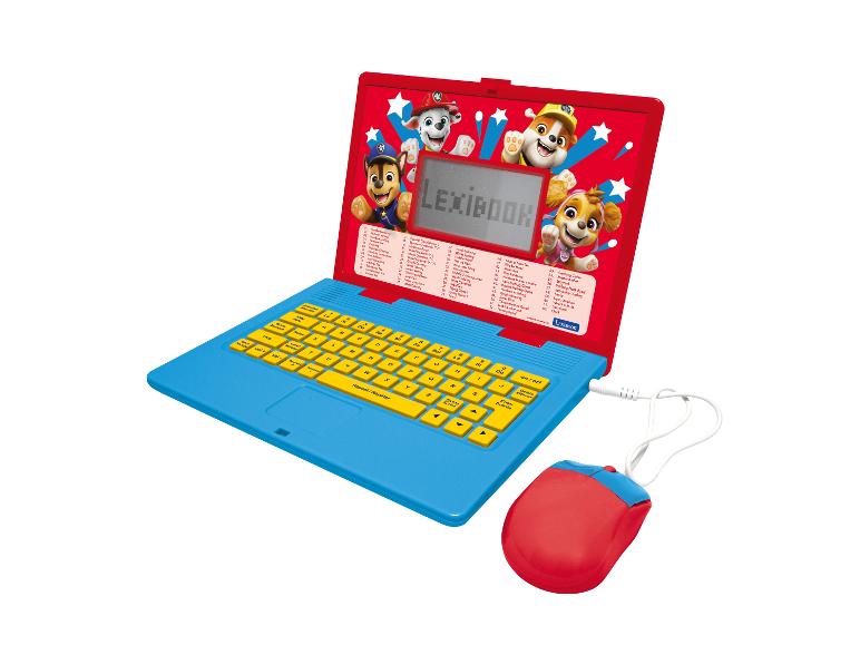 Ordinateur portable jouet interactif sur le thème des chiots, avec souris et activités éducatives.