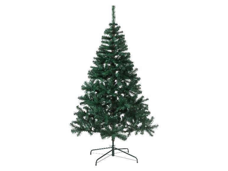 Un sapin de Noël artificiel vert avec une base métallique.